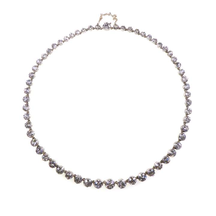 19th century graduated diamond collet necklace